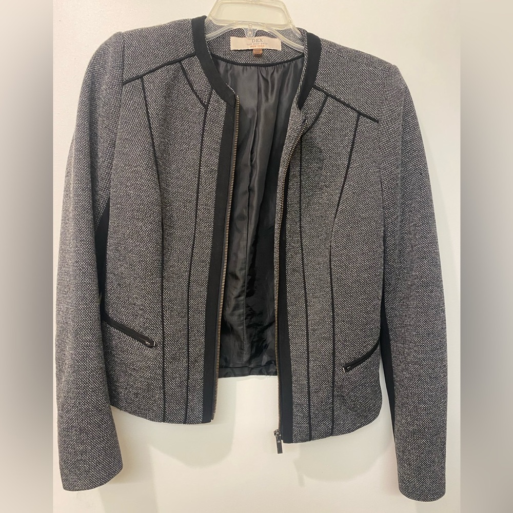 Dex Black and Gray Blazer with Tailored Fit and Cropped Design